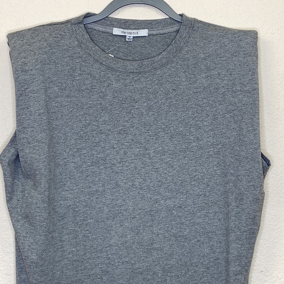one one six Shoulder Pad Jersey Shift Dressj Heather Gray Size Medium NWT - Picture 2 of 11
